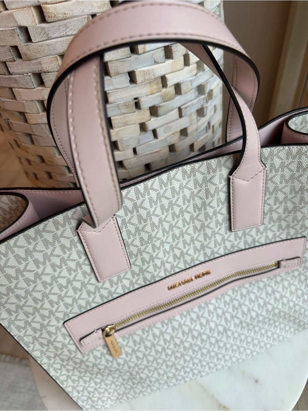 Michael Kors Pale Pink and White Logo Tote - Picture 8 of 8